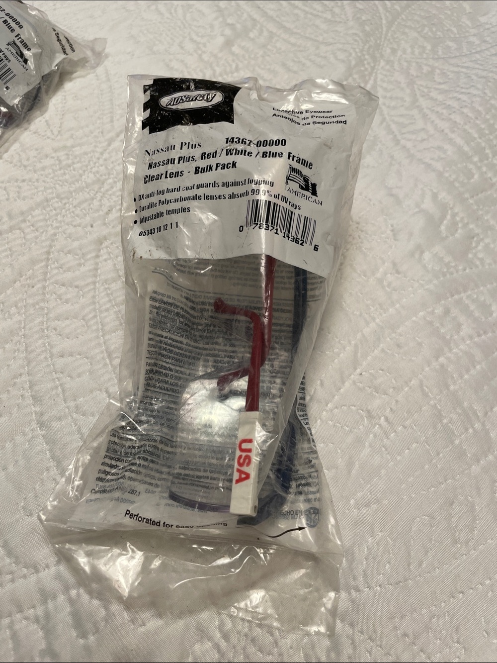 New Nassau Plus Safety Protective Glasses Red White & Blue Made in USA Anti Fog